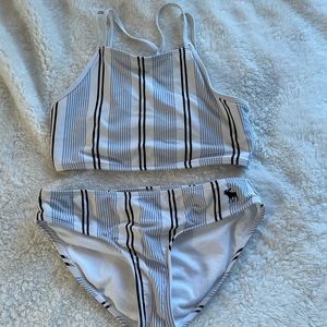 Abercrombie Kids Blue and White High-Neck Swimsuit